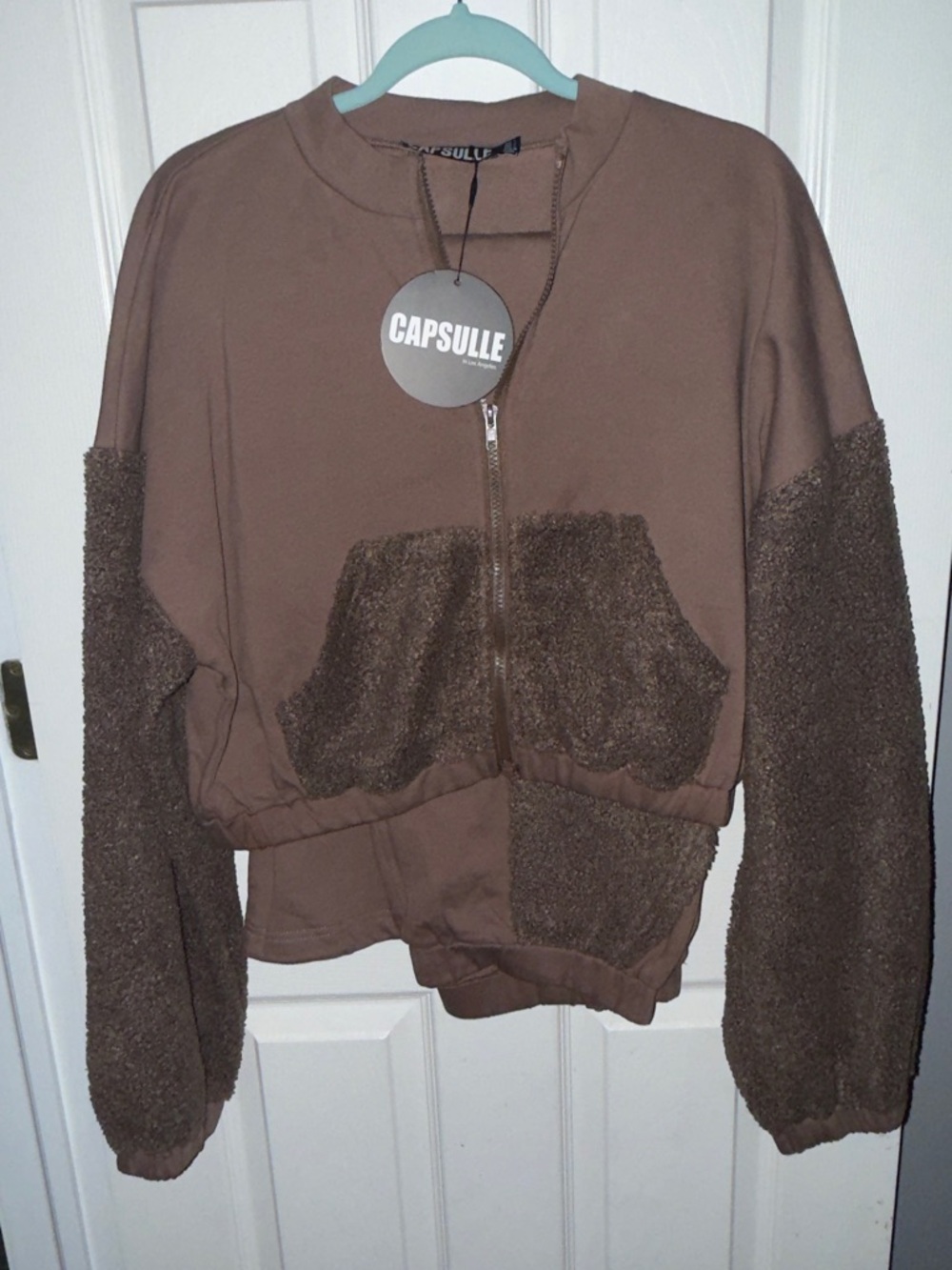 NWT CAPSULLE Brown Zip Front Teddy Sleeve Jacket and pants set - 2 piece outfits